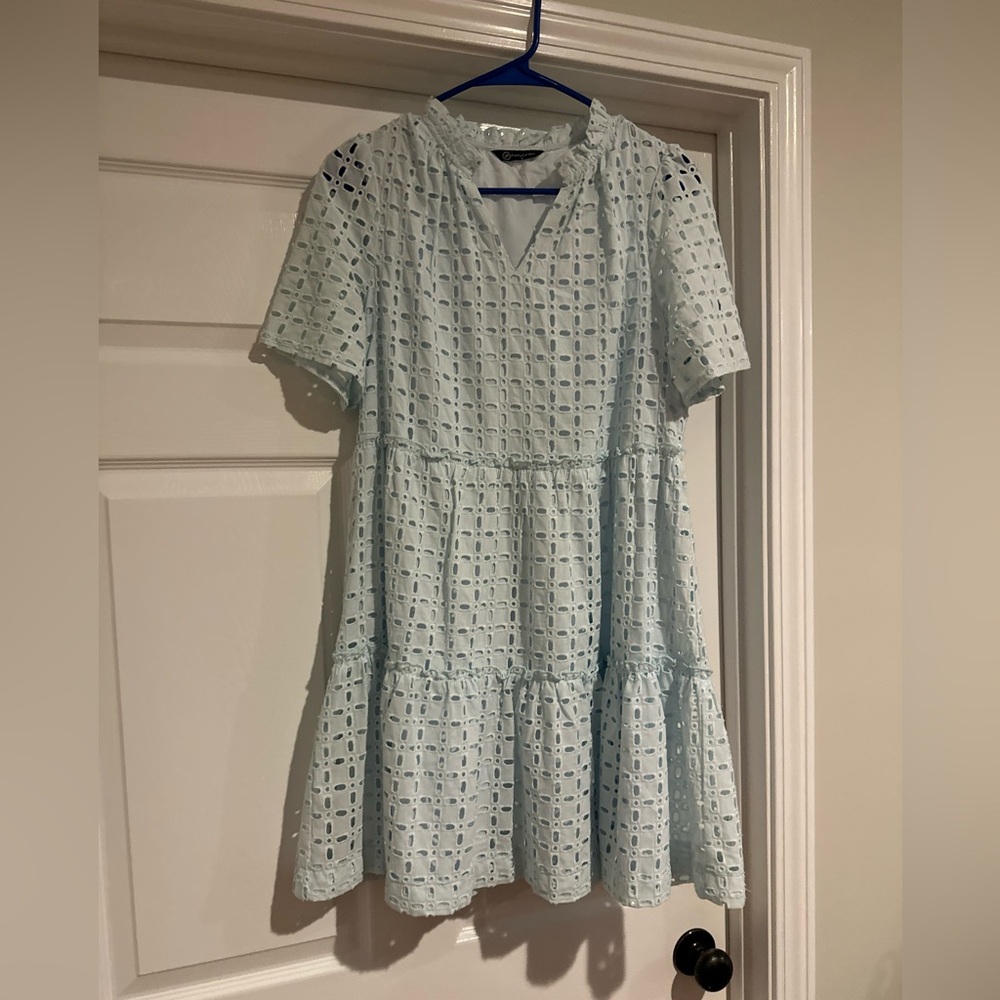 Light Blue Eyelet Mini Dress